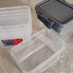 Kit 6 Potes Retangulares 2,2L Transparentes com Travas Cinza BPA Free Freezer Micro-ondas IZELOCK PRO photo review