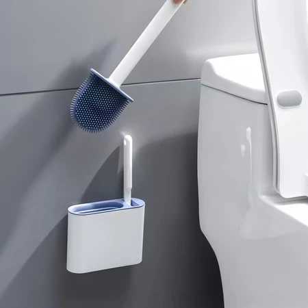 Escova Sanitária de Silicone 2 em 1 com Suporte Adesivo Branco/Preto Compacta Premium IZEWALL PRO IZESHOP