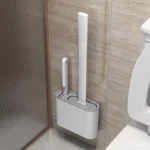 Escova Sanitária de Silicone 2 em 1 com Suporte Adesivo Branco/Preto Compacta Premium IZEWALL PRO