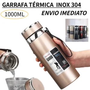 Garrafa Térmica 1000ML Inox 304 Tampa Rosca Alça Emborrachada Premium IZEKEEP MAX IZESHOP Garrafa Térmica 1000ML Inox 304 Tampa Rosca Alça Emborrachada Premium IZEKEEP MAX IZESHOP