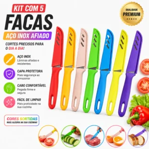 Jogo de 5 Facas Coloridas Inox Premium IZESHARP PRO