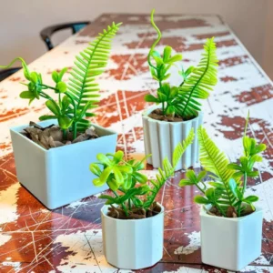Kit 4 Vasos Decorativos Artificial Melamina 12cm Elegante IZEHOME PRO IZESHOP