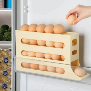 Porta Ovos 4 Andares 30 Unidades Branco Plástico BPA Free Deslizante Automático IZEFRESH PRO IZESHOP