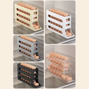 Porta Ovos 4 Andares 30 Unidades Branco Plástico BPA Free Deslizante Automático IZEFRESH PRO IZESHOP
