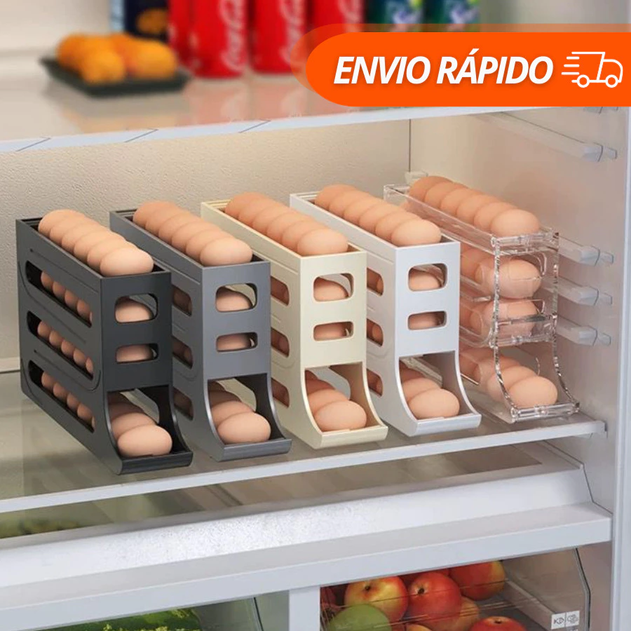 Porta Ovos 4 Andares 30 Unidades Branco Plástico BPA Free Deslizante Automático IZEFRESH PRO IZESHOP