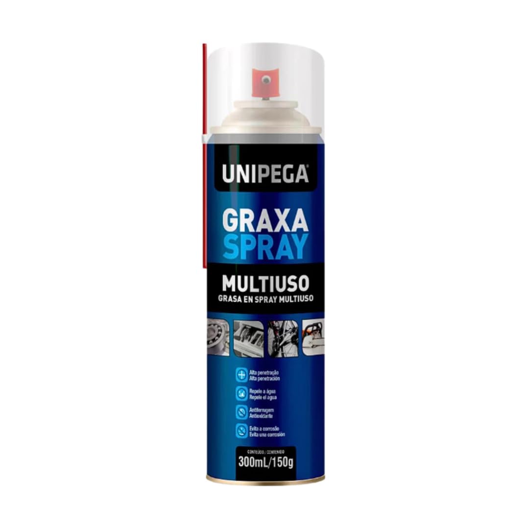Unipega Graxa Spray Lubrificante Multiuso 300ml Alta Aderência Anti-Corrosão IZELUBE PRO