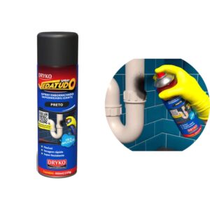 Dryko Spray Impermeabilizante Vedatudo Preto 400ml Borracha Líquida Antivazamento Secagem Rápida IZEPROTECT MAX