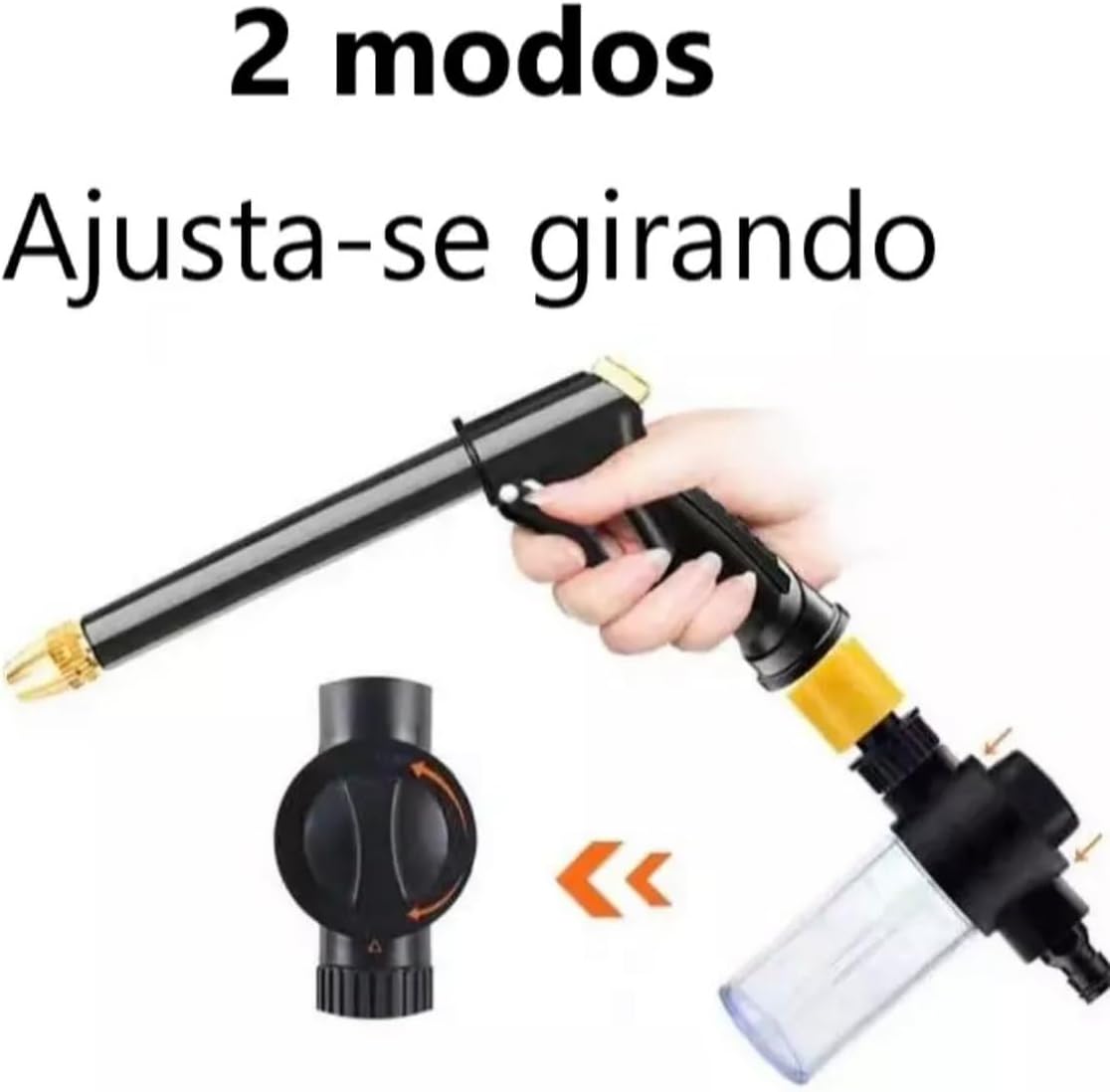 Esguicho para Mangueira com Ducha, 6 Formas de Jato, Bico de Alta Pressão e Reservatório para Espuma, Jardinagem e Carro IZEWASH