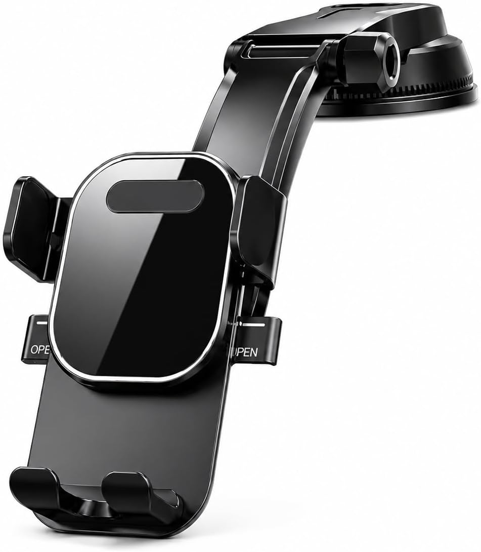 Suporte Veicular para Celular e GPS com Ventosa de Alta Sucção, Trava Automática, Antivibração e Ajuste de Ângulo para Painel ou Para-brisa IZEROAD FLEX IZESHOP Suporte veicular IZEROAD FLEX com ventosa de alta sucção para celular e GPS no painel ou para-brisa