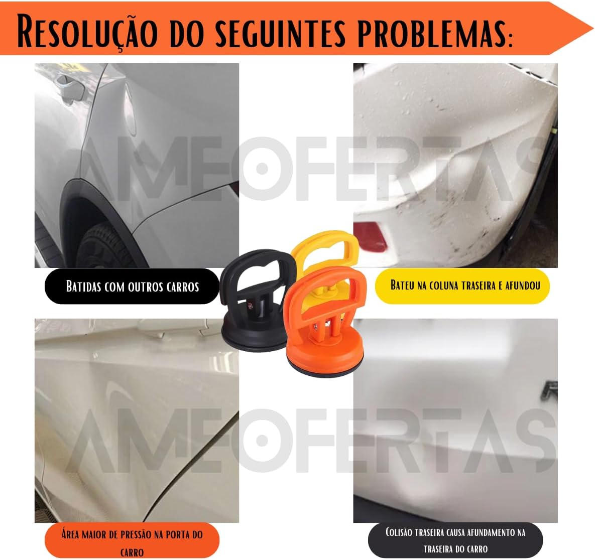 Ventosa Extratora de Amassados Portátil com Dupla Sucção e Alça Reforçada, sem Danos à Pintura para Carro, Moto e Caminhão IZECRAFT AUTO IZESHOP Ventosa extratora de amassados com alça reforçada para veículos