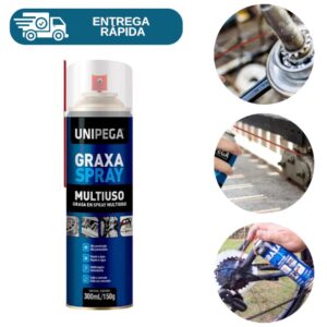 Unipega Graxa Spray Lubrificante Multiuso 300ml Alta Aderência Anti-Corrosão IZELUBE PRO