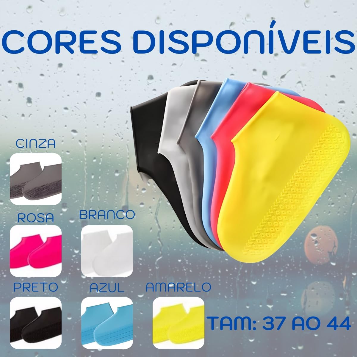 Capa de Chuva para Sapato Silicone Impermeável Tamanho G Cor Aleatória Premium IZEWET PRO IZESHOP Proteção impermeável para sapatos contra chuva e umidade
