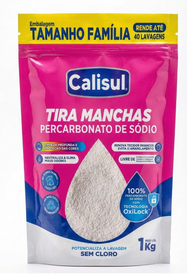 Percarbonato de Sódio 1 kg 100% Puro, Sem Cloro e Biodegradável, Tira Manchas para Roupas e Limpeza da Casa IZE CLEAN