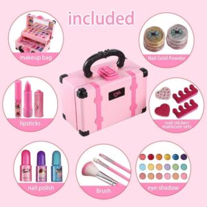 Conjunto de Maquiagem Infantil Lavável 32 Peças com Estojo, Gloss, Sombras, Blush e Acessórios para Nail Art IZE GLOW