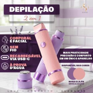 Depilador Elétrico Feminino 2 em 1 Recarregável USB, Portátil e Indolor para Corpo e Rosto, com Cabeça Dupla IZECARE