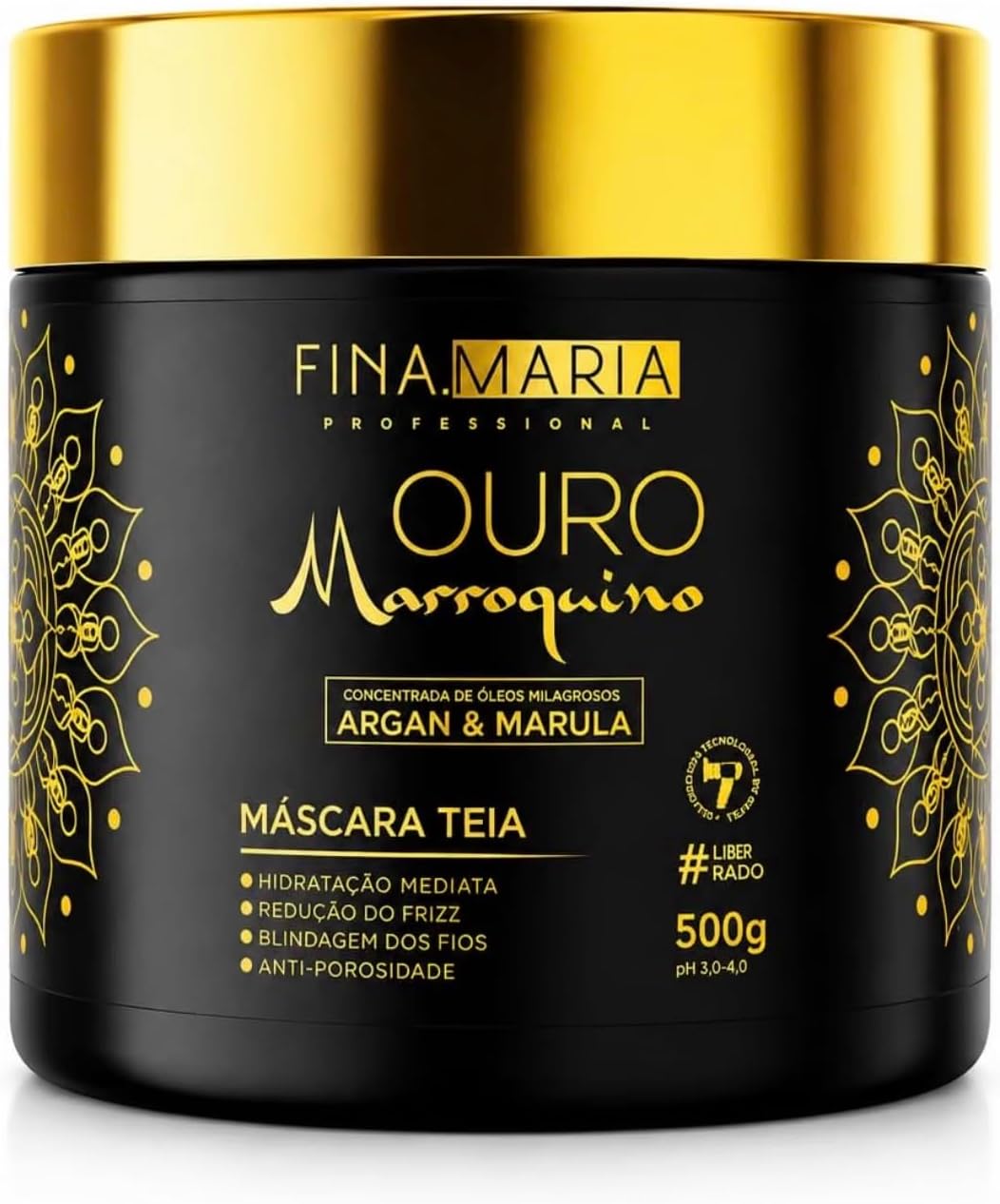 Máscara Capilar Ouro Marroquino Professional Teia com Óleos de Argan e Marula, Hidratação, Brilho e Controle do Frizz, 500 g IZECARE