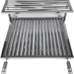 Grelha Uruguaia Inox 430 40 x 50 cm com Descanso Superior, Cabos com Manoplas de Madeira e Proteção Térmica IZECOOK BBQ