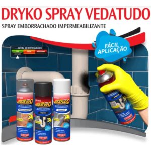 Dryko Spray Impermeabilizante Vedatudo Preto 400ml Borracha Líquida Antivazamento Secagem Rápida IZEPROTECT MAX