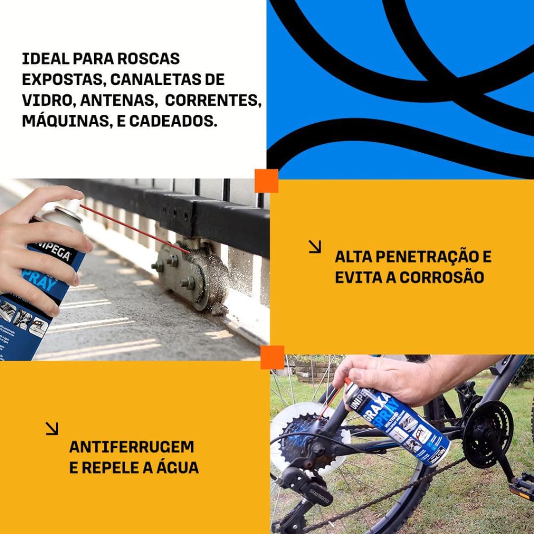 Unipega Graxa Spray Lubrificante Multiuso 300ml Alta Aderência Anti-Corrosão IZELUBE PRO