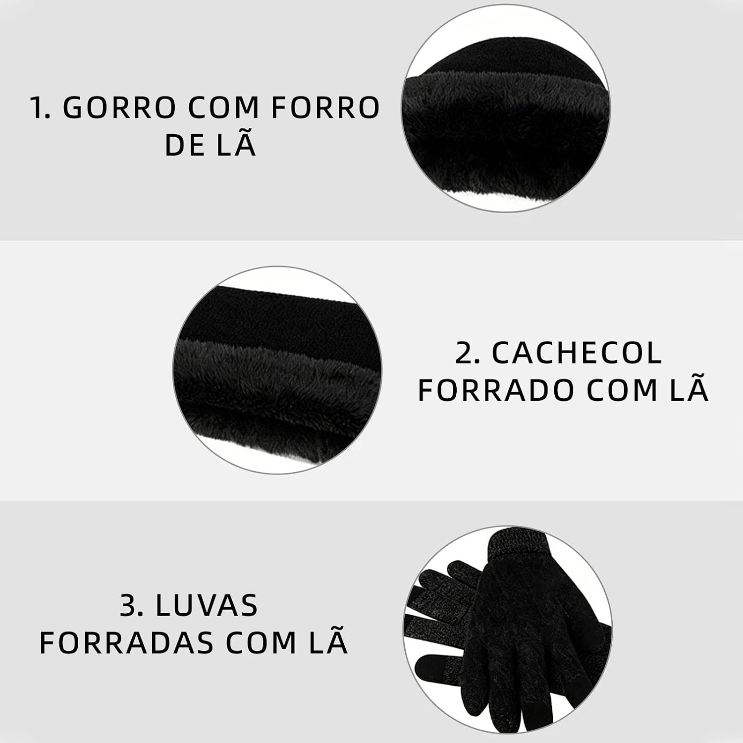 Conjunto de Inverno Unissex Gorro Cachecol Luvas Tricô Macio Touchscreen Premium IZEWARM PRO Conjunto de Inverno Unissex Gorro Cachecol Luvas Tricô Macio Touchscreen Premium IZEWARM PRO