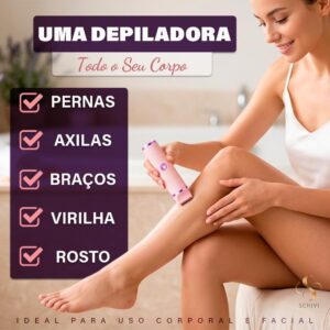 Depilador Elétrico Feminino 2 em 1 Recarregável USB, Portátil e Indolor para Corpo e Rosto, com Cabeça Dupla IZECARE