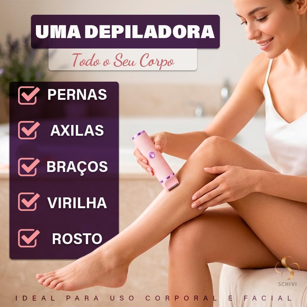 Depilador Elétrico Feminino 2 em 1 Recarregável USB, Portátil e Indolor para Corpo e Rosto, com Cabeça Dupla IZECARE