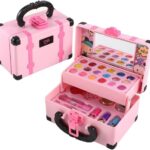 Conjunto de Maquiagem Infantil Lavável 32 Peças com Estojo, Gloss, Sombras, Blush e Acessórios para Nail Art IZE GLOW