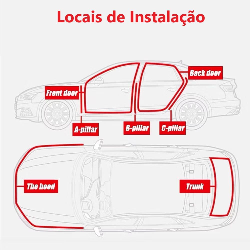 Fita de Vedação Automotiva em Espuma Anti-Ruído, Flexível e Impermeável, 20 m, para Portas e Porta-Malas IZERoad Comfort