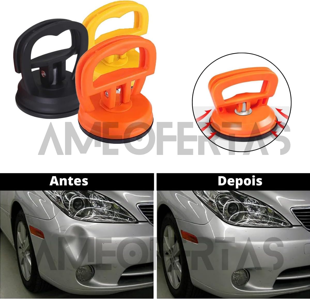 Ventosa Extratora de Amassados Portátil com Dupla Sucção e Alça Reforçada, sem Danos à Pintura para Carro, Moto e Caminhão IZECRAFT AUTO IZESHOP Extrator de ventosa com dupla sucção para reparo de amassados automotivos