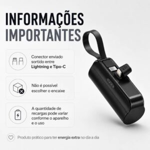 Carregador Portátil Power Bank 10000 mAh Mini com Suporte Integrado para iPhone, Tipo C e Tablets IZEPOWER GO