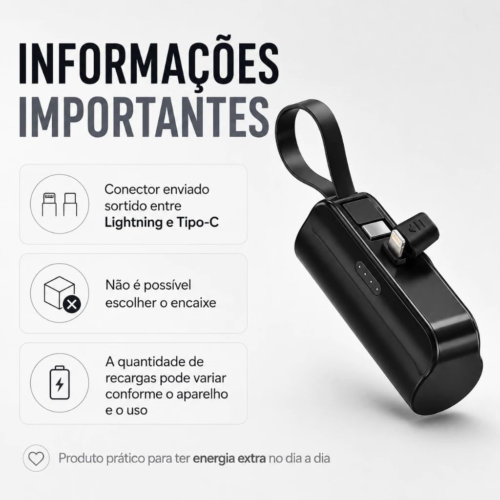 Carregador Portátil Power Bank 10000 mAh Mini com Suporte Integrado para iPhone, Tipo C e Tablets IZEPOWER GO