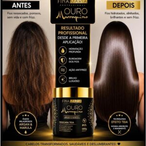 Máscara Capilar Ouro Marroquino Professional Teia com Óleos de Argan e Marula, Hidratação, Brilho e Controle do Frizz, 500 g IZECARE
