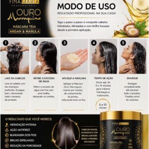 Máscara Capilar Ouro Marroquino Professional Teia com Óleos de Argan e Marula, Hidratação, Brilho e Controle do Frizz, 500 g IZECARE