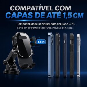 Suporte Veicular para Celular e GPS com Ventosa de Alta Sucção, Trava Automática, Antivibração e Ajuste de Ângulo para Painel ou Para-brisa IZEROAD FLEX Suporte Veicular para Celular e GPS com Ventosa de Alta Sucção, Trava Automática, Antivibração e Ajuste de Ângulo para Painel ou Para-brisa IZEROAD FLEX