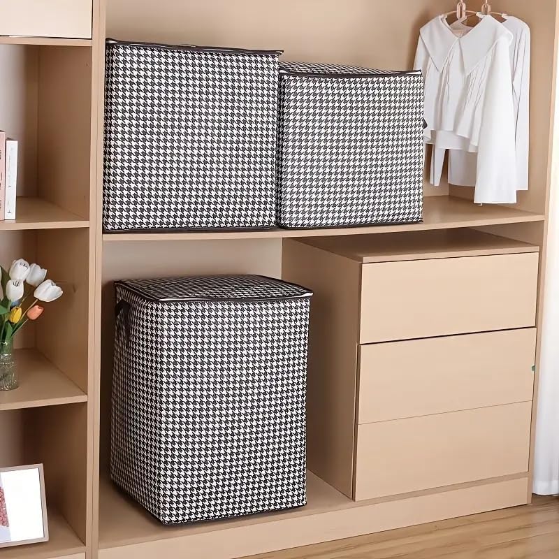 Bolsa de Armazenamento 180 L em TNT com Zíper e Alças para Roupas, Cobertores e Travesseiros IZEHOME IZESHOP Bolsa de armazenamento para mudança de roupas com zíper e estrutura em TNT