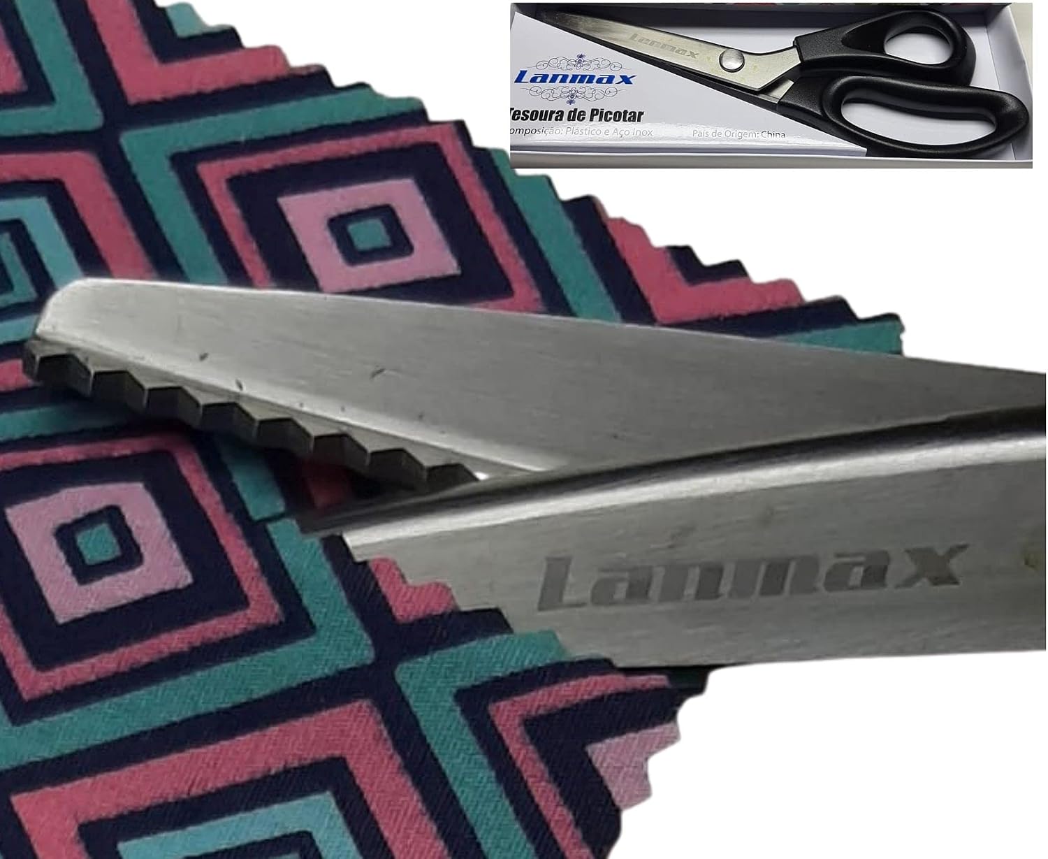 Tesoura de Picotar 23cm Profissional Zig Zag Aço Inox Robusta Para Artesanato Cortes Precisos IZECRAFT PRO