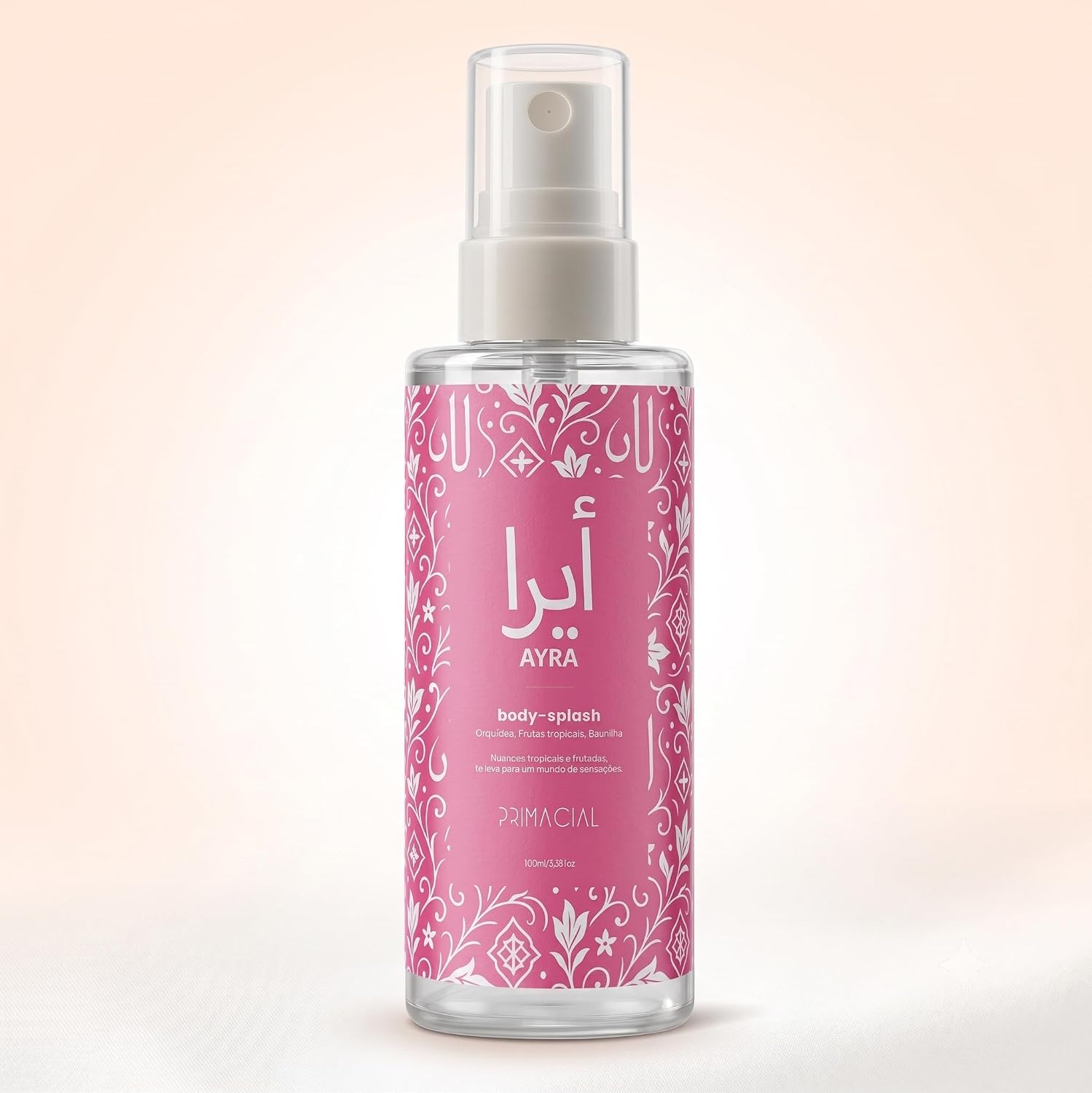Body Splash Feminino Ayra Primacial 100 ml Floral Gourmand com Baunilha, Tangerina e Sândalo para Uso Diário
