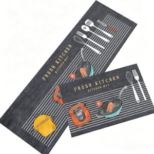 Kit Tapete Cozinha Antiderrapante Emborrachado 2 Peças Impermeável Premium IZERUG