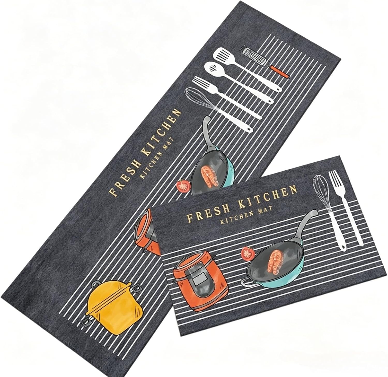 Kit Tapete Cozinha Antiderrapante Emborrachado 2 Peças Impermeável Premium IZERUG