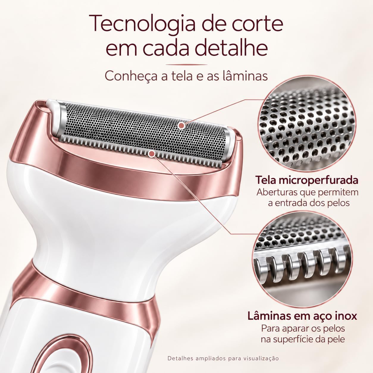 Depilador Elétrico Feminino 4 em 1 Recarregável USB Sem Fio com 4 Cabeças em Aço Inoxidável para Rosto e Corpo IZECARE