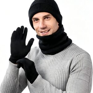 Conjunto de Inverno Unissex Gorro Cachecol Luvas Tricô Macio Touchscreen Premium IZEWARM PRO