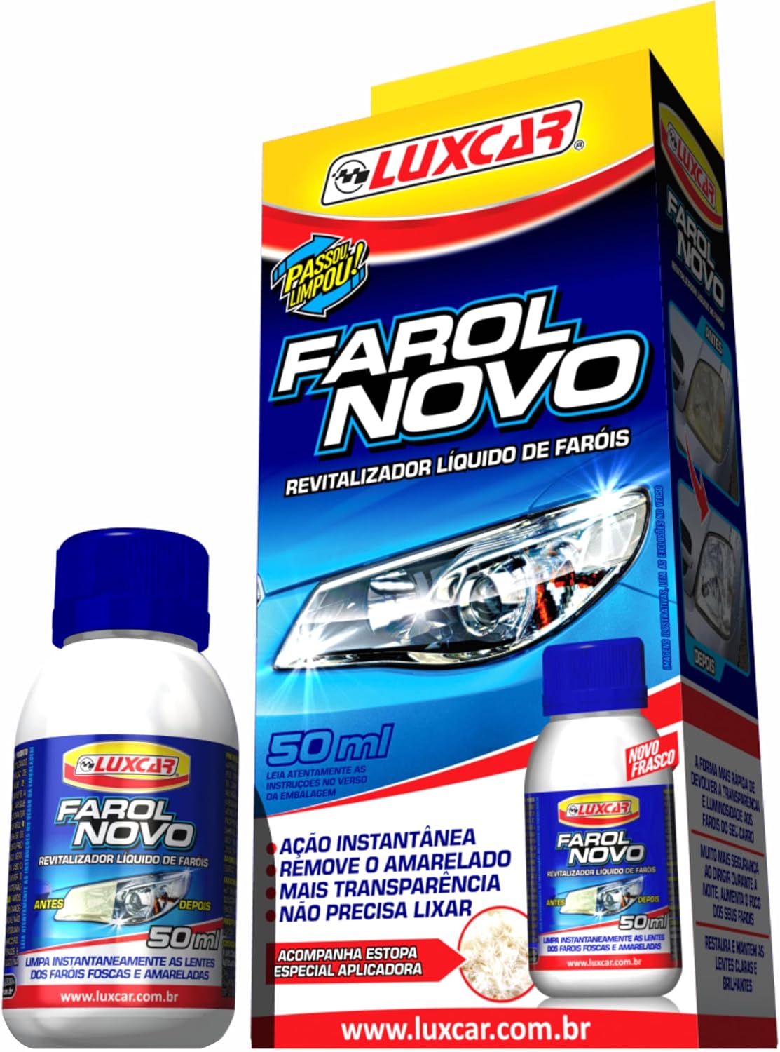 Revitalizador de Farol Líquido 50ml Remove Fosco Amarelado Restaura Brilho Instantâneo IZERENEW