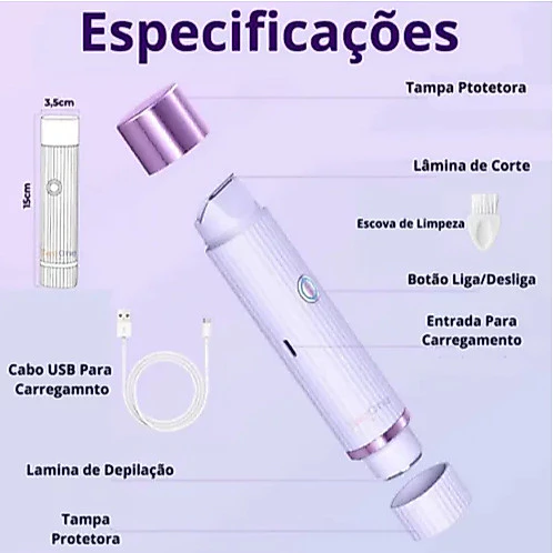 Depilador Elétrico Feminino 2 em 1 Recarregável USB, Portátil e Indolor para Corpo e Rosto, com Cabeça Dupla IZECARE IZESHOP