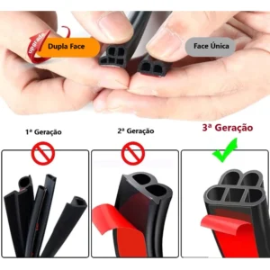Fita de Vedação Automotiva em Espuma Anti-Ruído, Flexível e Impermeável, 5m, para Portas e Porta-Malas IZERoad Comfort IZESHOP