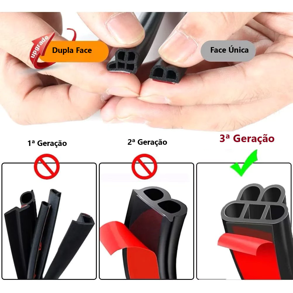 Fita de Vedação Automotiva em Espuma Anti-Ruído, Flexível e Impermeável, 5m, para Portas e Porta-Malas IZERoad Comfort IZESHOP