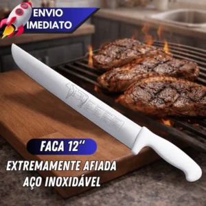 Faca para Carne Churrasco Cabo Ergonômico 12" Corte Profissional IZECHOP PRO IZESHOP Faca para Carne Churrasco Cabo Ergonômico 12" Corte Profissional IZECHOP PRO IZESHOP