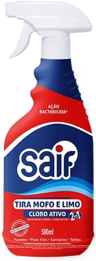 Tira Mofo e Limo Saif Kit Spray 500 ml + Refil 500 ml com Cloro Ativo e Ação Bactericida para Rejuntes e Telhas