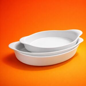 Jogo de Assadeiras Opaline 3 Peças em Vidro Branco, 0,6 L, 1 L e 1,4 L, Ovais com Alças, Forno e Mesa IZECOOK Jogo de Assadeiras Opaline 3 Peças em Vidro Branco, 0,6 L, 1 L e 1,4 L, Ovais com Alças, Forno e Mesa IZECOOK