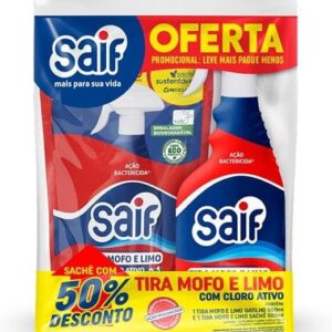 Tira Mofo e Limo Saif Kit Spray 500 ml + Refil 500 ml com Cloro Ativo e Ação Bactericida para Rejuntes e Telhas