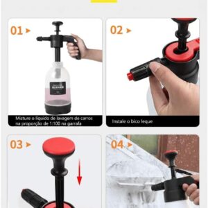 Pulverizador Manual Snow Foam 2 L com 2 Bicos para Espuma e Pulverização, Lavagem de Veículos e Jardinagem IZEWASH